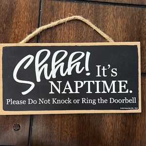 Nap time sign 5” x 10” Black and Tan.